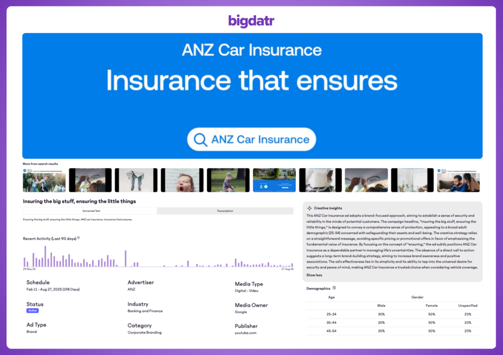 AI-powered creative and demographic analysis of ANZ.